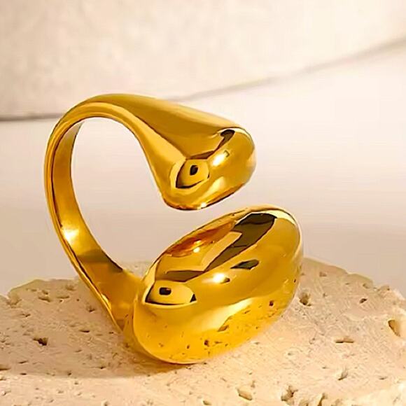 Gold Plated Geometric Ring, Creative, Design, Unique, Tre… - Picture 3 of 5